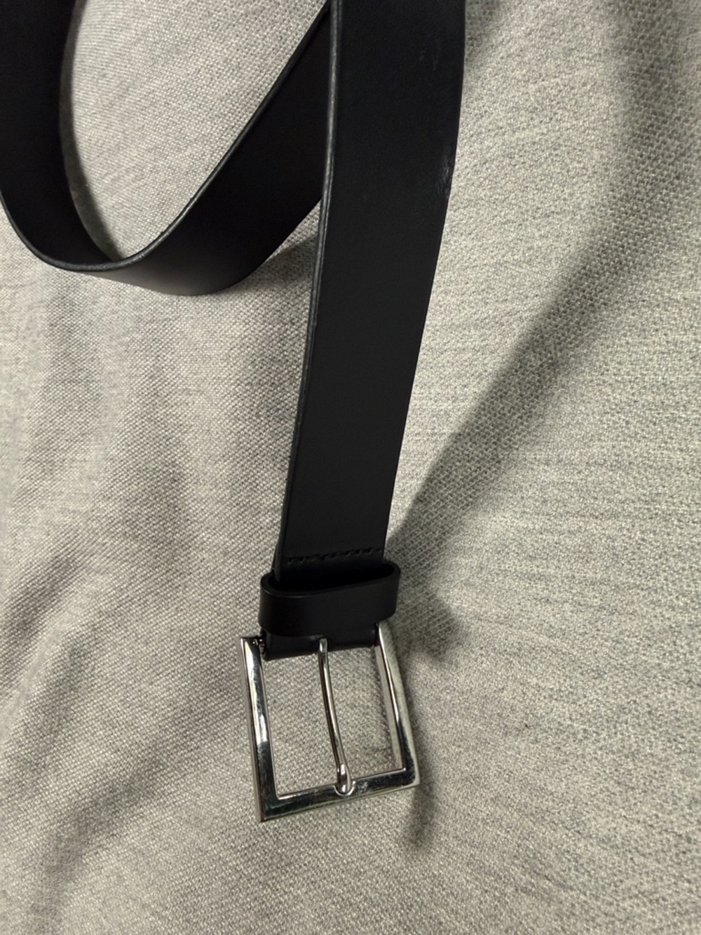 Banana Republic Black Leather Belt with Silver Buckle